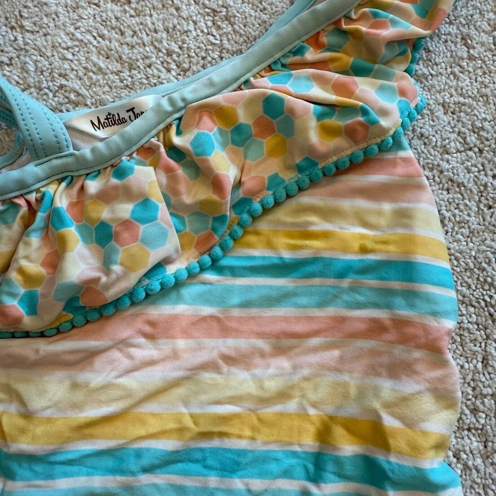 Matilda Jane Dream Chasers‎ Lollipop Lines Swimsuit Bathing Suit Girls 8 #3171